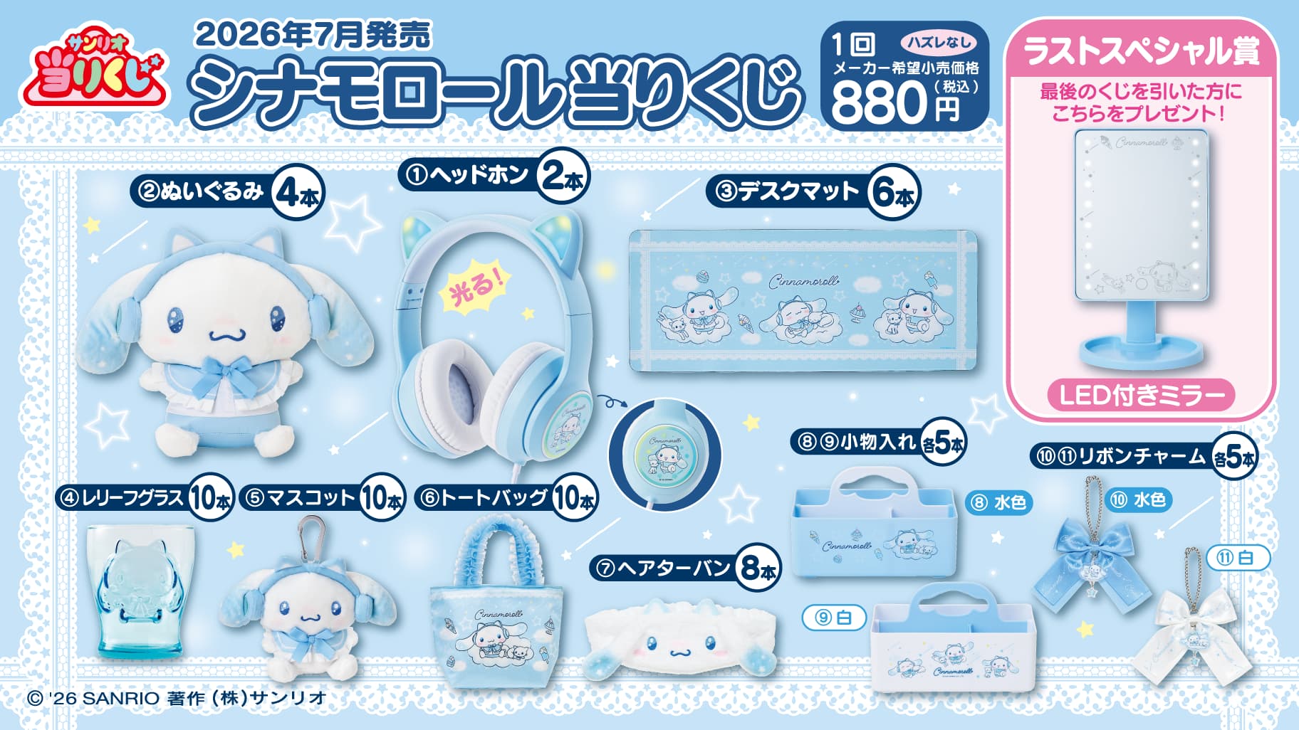 シナモロール 当りくじ 7月4日よりサンリオショップ等にて発売!