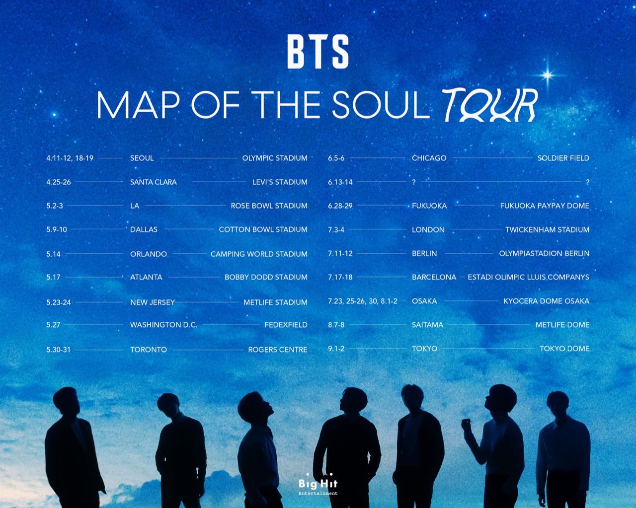 BTS (防弾少年団) ワールドツアー MAP OF THE SOUL TOUR 開催決定!