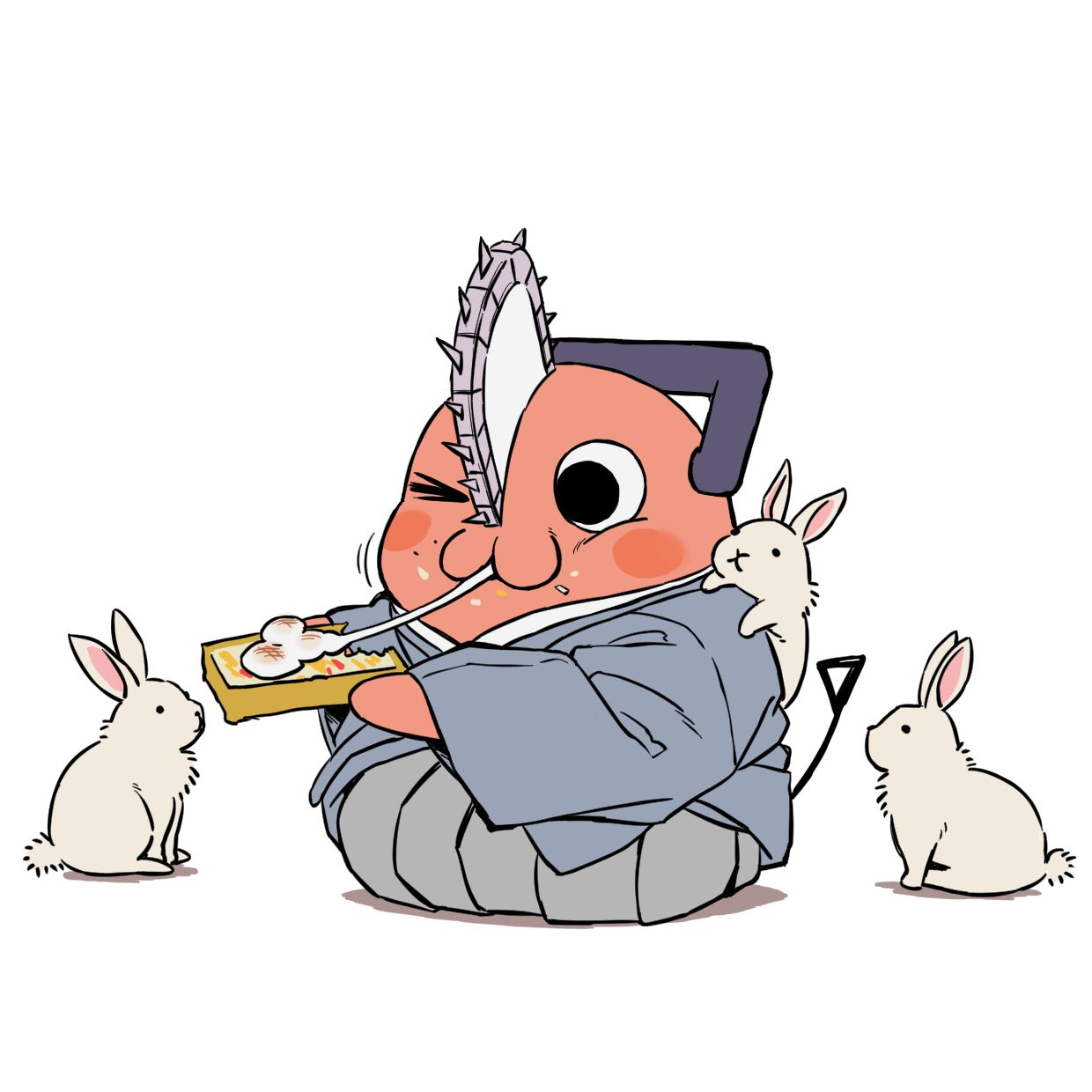 チェンソーマン「ポチタ」が兎と餅を食べる謹賀新年の描き下ろし登場!