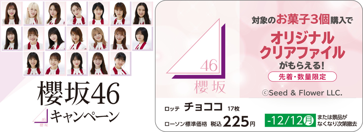 櫻坂46 × ローソン 11月29日より限定クリアファイルプレゼント!