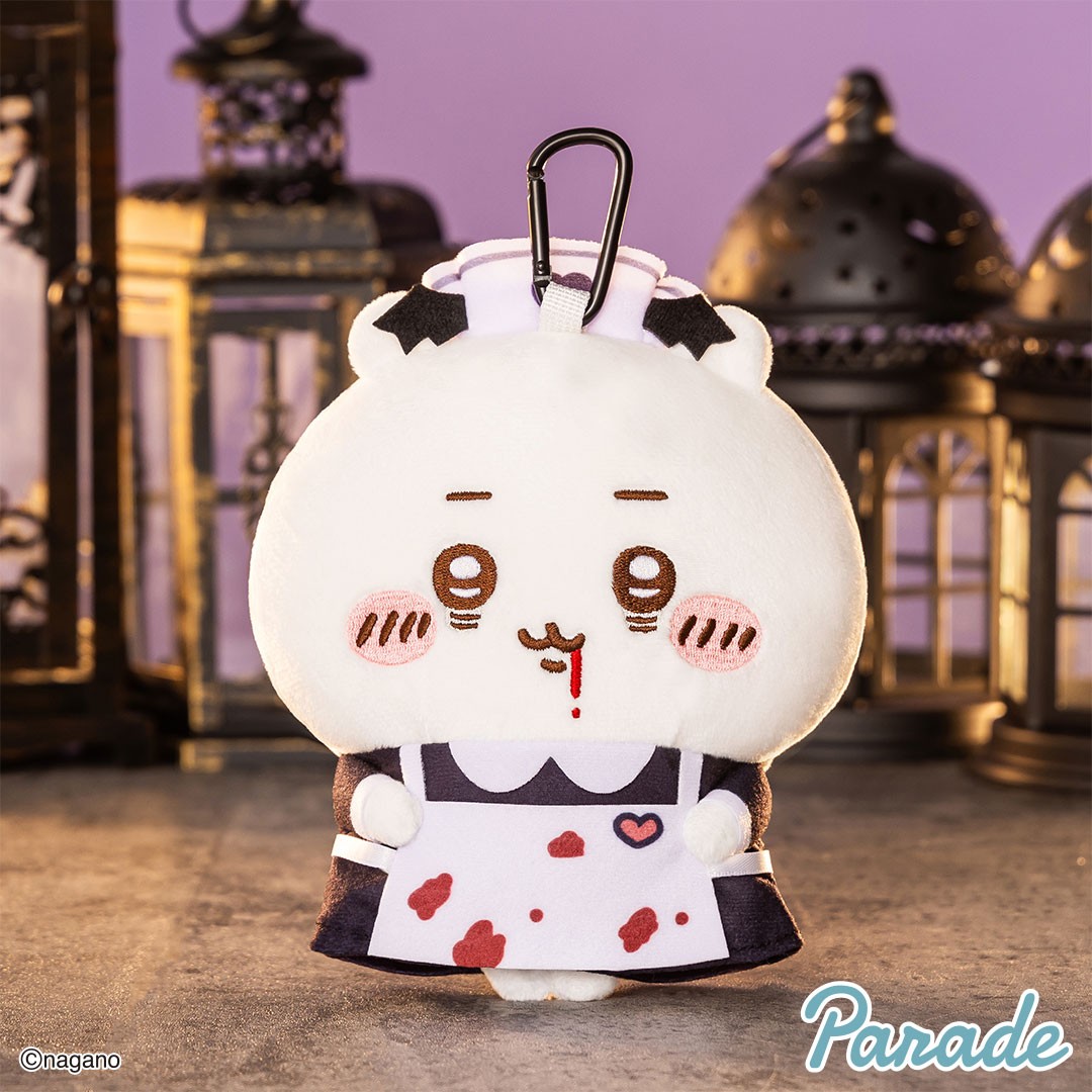 メイド風エプロンのハロウィンがまぐちポーチ