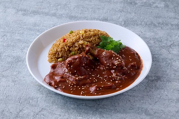 黒曜石の神のチキンモレプレート