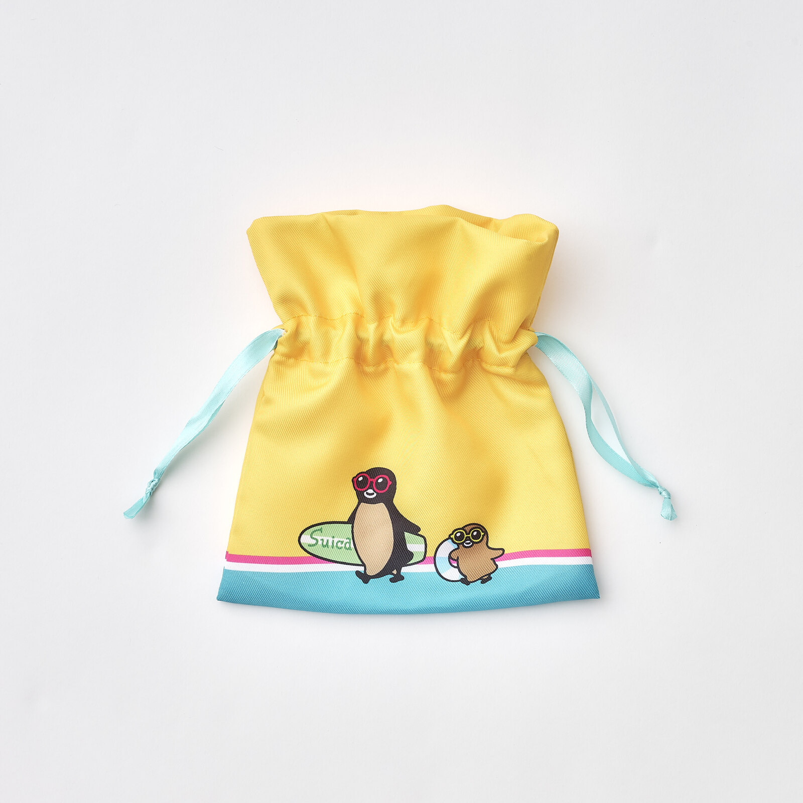 Suica Penguin Drawstring Pouch - Golden Brown