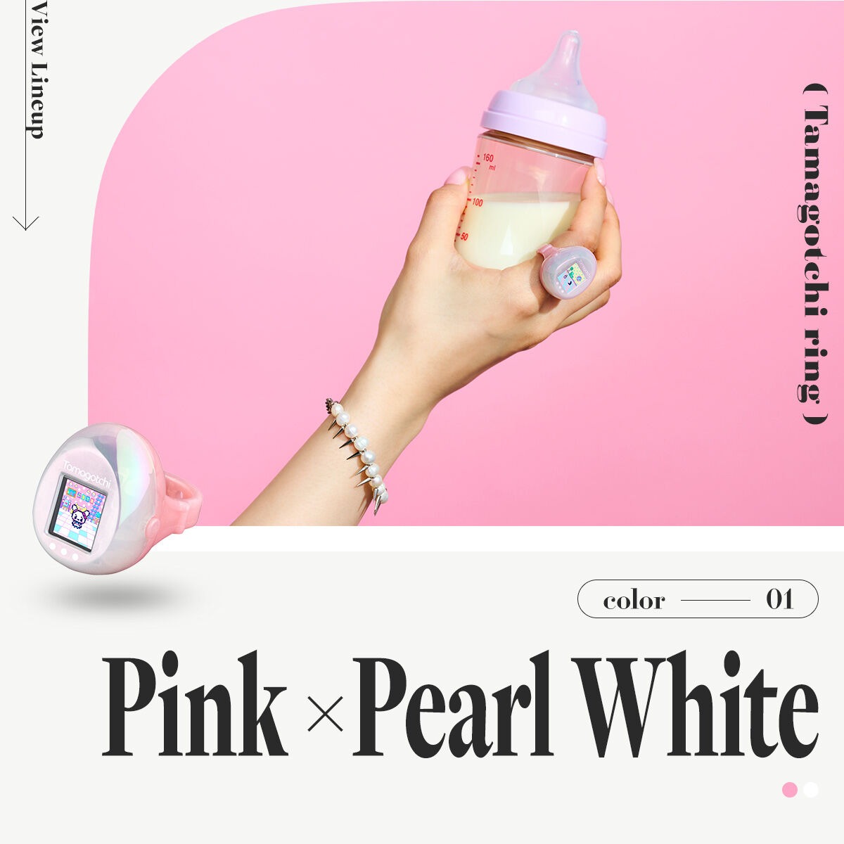 たまごっち Tamagotchi ring Pink × Pearl White